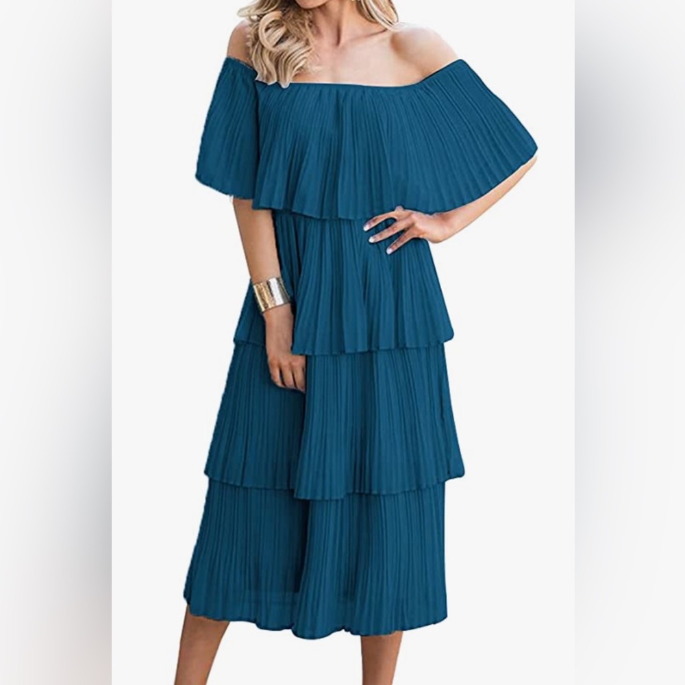 NWOT Off The Shoulder Ruffle Chiffon Dress